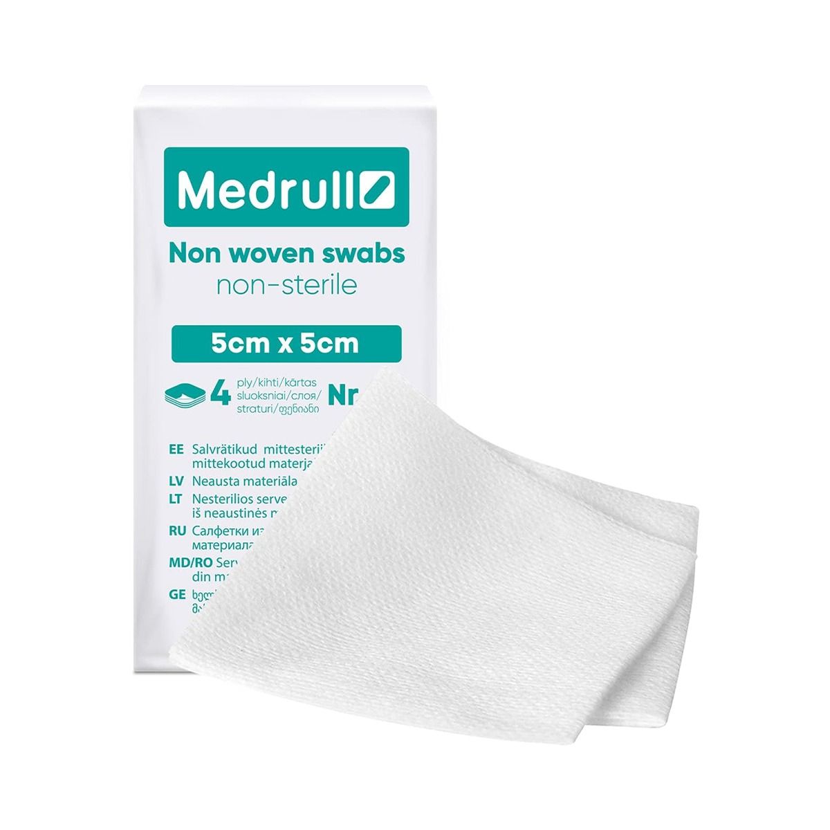 საფენი არასტერილური 4 ფენიანი 5სმx5სმ 100 ცალი მედრული - Medrull