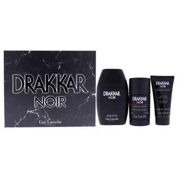 Drakkar Noir by Guy Laroche for Men  3 Pc Gift Set 3.4oz EDT Spray 2.6oz Deodorant Stick 1.7oz Shower Gel