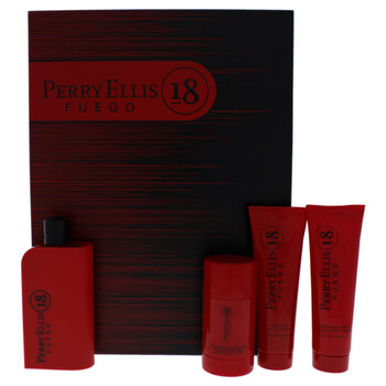 Open Box  Perry Ellis 18 Fuego by Perry Ellis for Men  3 Pc Gift Set 3.4oz EDT Spray 3oz After Shave Balm 2.75oz Deodrant Stick