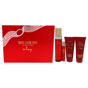 White Diamonds En Rouge by Elizabeth Taylor for Women  4 Pc Gift Set 3.3oz EDT Spray 3.3oz Body Wash 0.5 EDT Spray 3.3oz Body Lotion