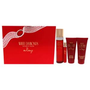 White Diamonds En Rouge by Elizabeth Taylor for Women  4 Pc Gift Set 3.3oz EDT Spray 3.3oz Body Wash 0.5 EDT Spray 3.3oz Body Lotion