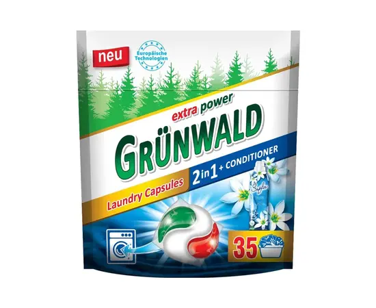 ტანსაცმლის სარეცხი კაფსულები Grunwald 2-1 ში + კონდიციონერი 35 ც